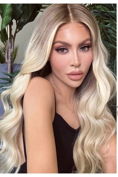 Makromehome Luxury Seri Altın Sarısı Ombreli Su Dalgalı Uzun Yarım Ay Saç – 3...