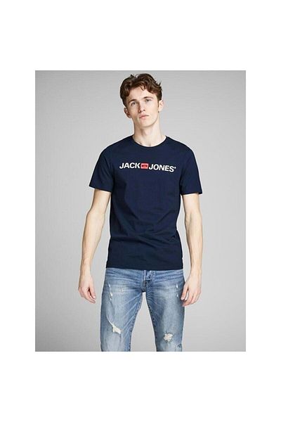 Jack & Jones Τζακ Τζόουνς 12137126   Μπλουζάκι με γραφή στο μπροστινό μέρος - Navy Blue - S - St04355-navy blue-s