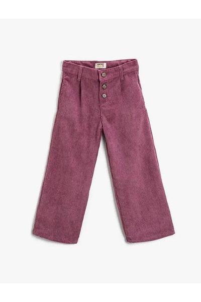 Koton Girls' Wide Leg Trousers Corduroy