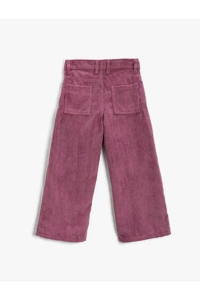 Koton Girls' Wide Leg Trousers Corduroy