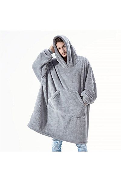 Mulberry Wellsoft Hooded Wearable TV Blanket Unisex Over Size - Gray
