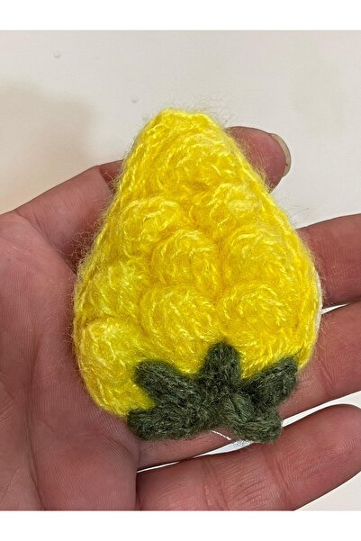 Gönülden Tasarım Αξεσουάρ 7x5 εκ. Κίτρινο Φράουλα Πλεκτό Απλικέ Αρμα Μπάλωμα