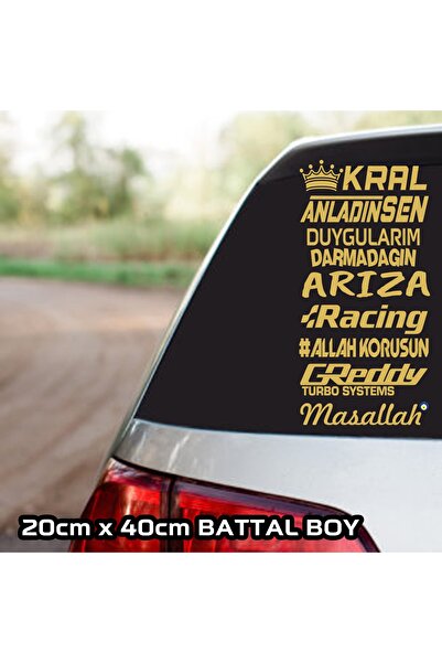 Genel Markalar Kral Racing Greddy Maşallah Yazı Seti Oto Araba Uyumlu Cam Yaz...