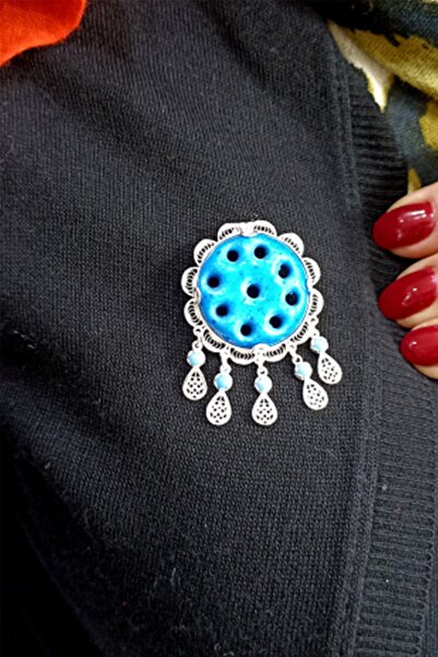 Redstone Store Dokuz Delikli Telkari Süryani Nazar Boncuğu Gümüş Broş Yaka Iğ...