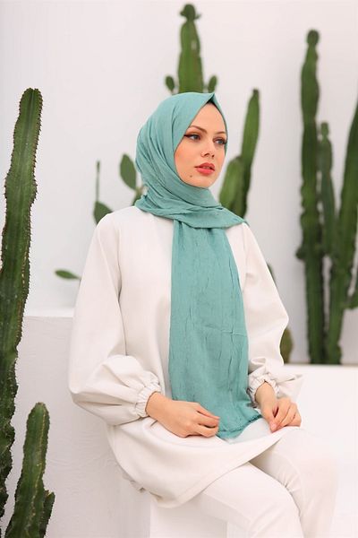 FRESCO SCARFS Γυναικείο Hijab Bamboo Check Shawl*mint Green