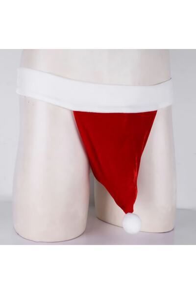 NSM Red Mens Lingerie Santa Hat Underwear Open Butt Soft Velvet String