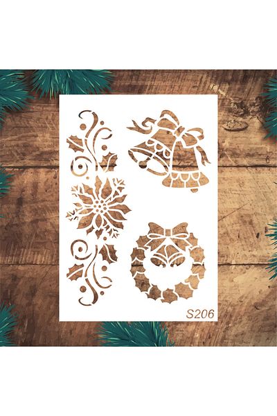 STENCİLTASARIM Stencil Design S206 New Year Wall Wooden Glass Painting Pattern