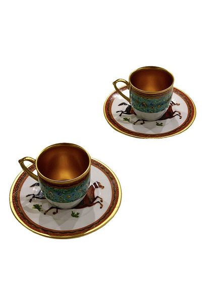 ARTER Home Horse Patterned Gift Packed 2-Piece Gold Cup Set