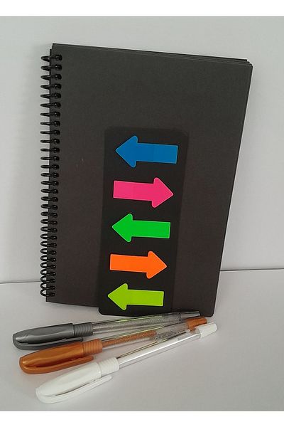 ÇİLEKHOMEAVM Caiet de 50 de pagini cu inele negre -alb* Gri* Aur* Pix gel colorat- 1 autocolant colorat