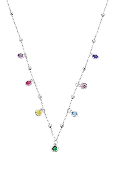 Argentum Concept 925 Ayar Gümüş Renkli Taşlı Toplu Kolye - 23175801