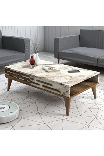 Variant Mobilya Valensiya Orta Sehpa - Ceviz / Beyaz Mermer