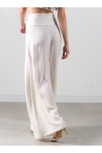 Barine Ecru Color - Wide Leg Women's Trousers
