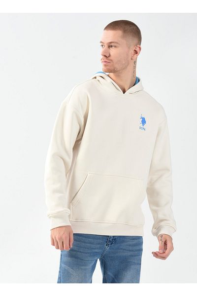 U.S. Polo Assn. Ανδρικό φούτερ με κουκούλα μπεζ Urkı