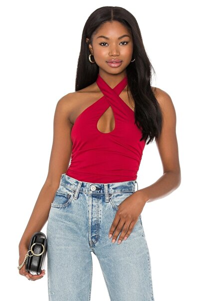 By Kul Design Women's Low-Cut Chest Gathered Silk Jersey Bodysuit