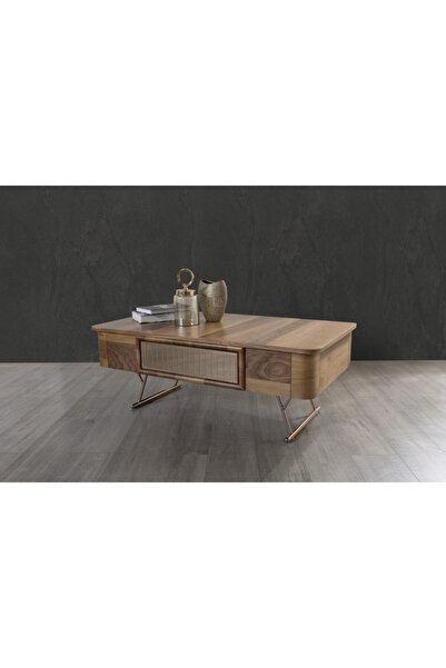 MODEL DESİGN Mt 95 Bronz Demir Ayaklı Aynalı Komple Mdf Orta Sehpa