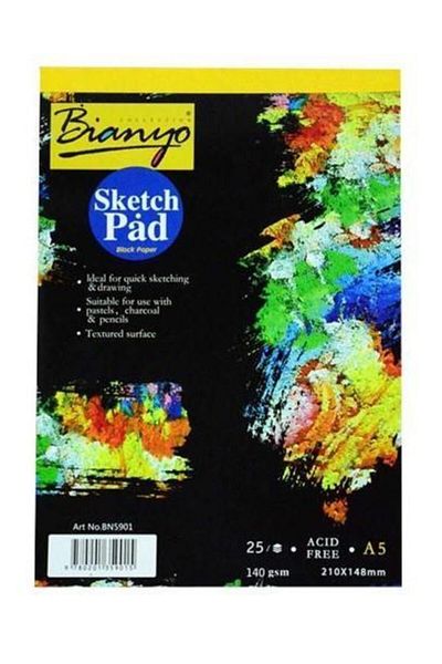 Bianyo Sketch Pad Sketchbook Black A5 25 Sheets 140 Gr