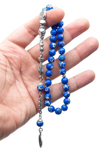 OTTOTESBİH Rozariu din piatră de varasit de 8 mm cu ciucuri de alpaca pentru bărbați, rozariu din piatră naturală