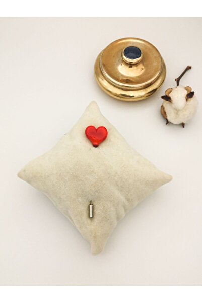 camADA Kırmızı Murano Kalp Yaka Iğnesi .broş