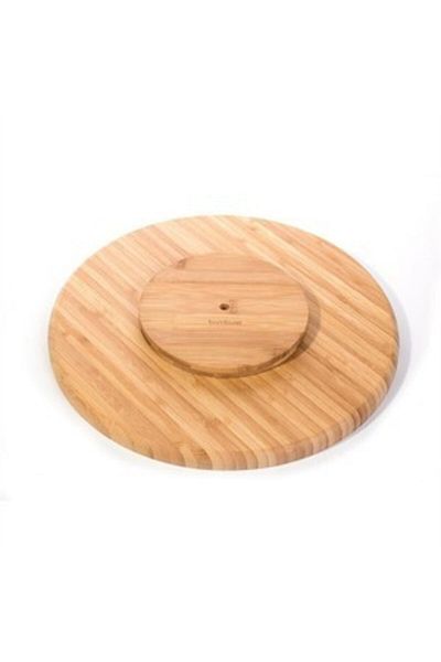 Ün-Ev Bambo 3 Compartment Rotating Medium Round Smiley Face Snack Bowl Breakfast Tray