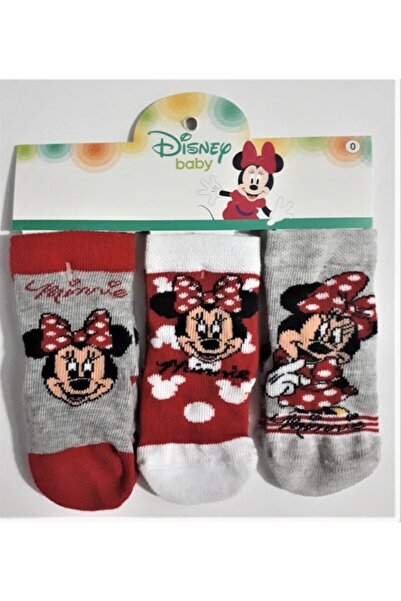 Disney Baby Kız Bebek Kırmızı Minnie Mouse Soket Çorap 3'lü