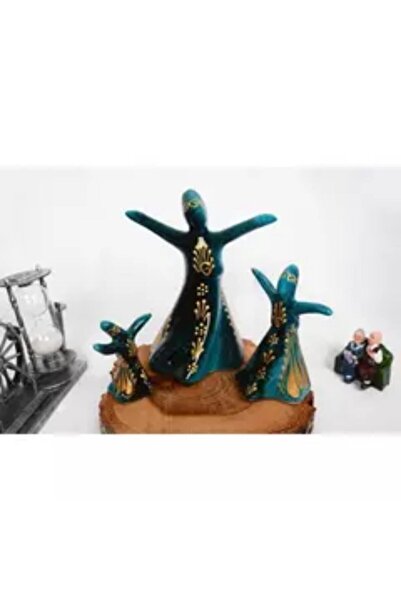 Sultan Çini -çini El Emeği Altın Yaldız Desenli Çini 3'lü Semazen Seti