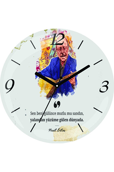 ART HEDİYE Ceas de perete din sticlă reală Neşat Ertaş Sen Beni Gülünce Bombeli