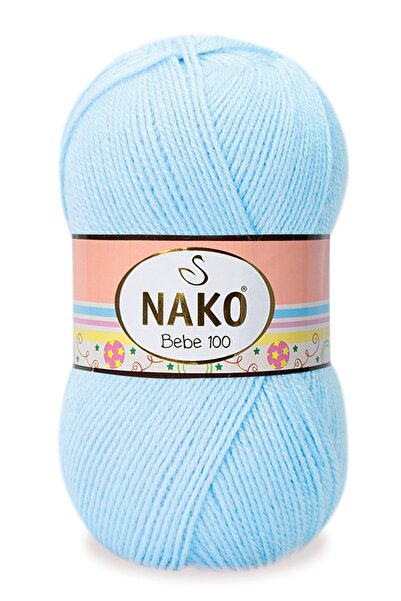 NAKO بيبي 100 خيط صوف محبوك يدويًا رمز اللون: 23072 سماوي