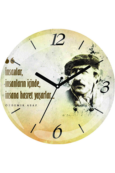 ART HEDİYE Ceas de perete din sticlă reală Özdemir Asaf Humans, diametru 30 c...