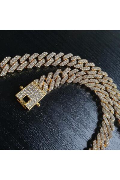 STARGANG Unisex Altın Renk Prong Cuban Chain