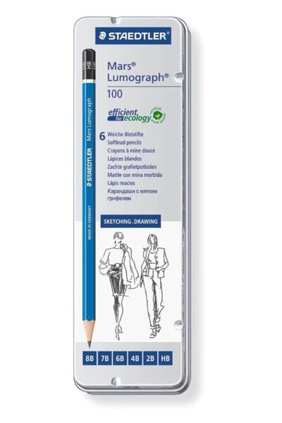 Staedtler Mars Lumograph Dereceli Kurşun Kalem Seti 6 Lı Metal Kutuda (8b-7b-...