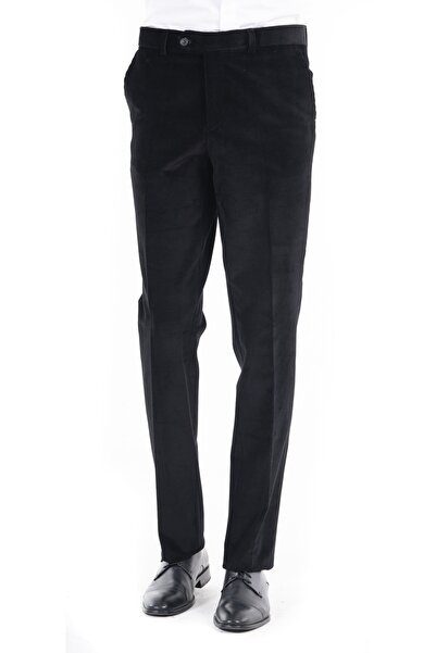 FAZLI ŞAHİN Erkek Lacivert Cosserat Kadife Regular Fit Pantolon