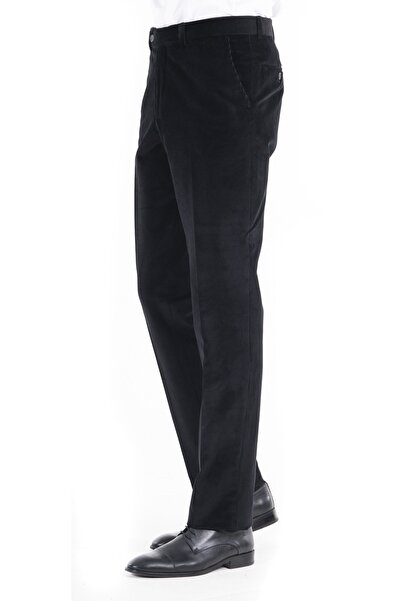 FAZLI ŞAHİN Erkek Lacivert Cosserat Kadife Regular Fit Pantolon