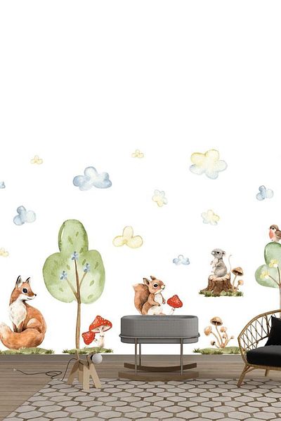 Sim Tasarım Forest Friends with Foxes Wall Sticker