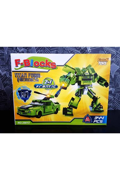 Furkan Toys 344-Piece Titan Form Heroes 2 In 1 Robot Transforming Lego Set