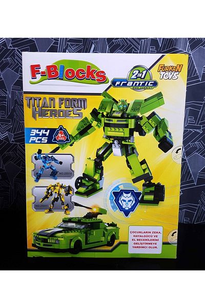 Furkan Toys 344-Piece Titan Form Heroes 2 In 1 Robot Transforming Lego Set