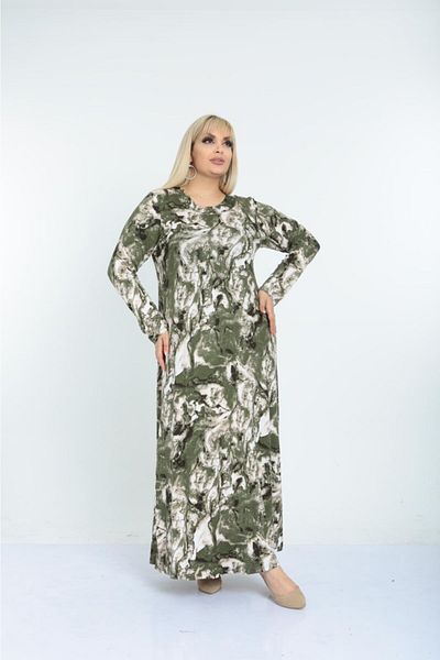 Mezura Women's Plus Size Long Sleeve Viscose Combed Cotton Hijab Suitable Long Dress
