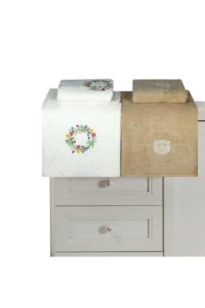 Taç Venini Ekru Camel Pamuk Hamam Seti