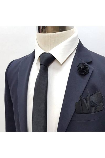 Brianze Black Tie Handkerchief Collar Flower Set Kmd-10