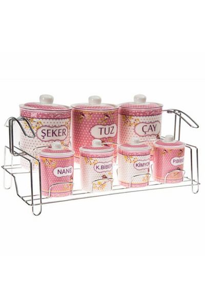 Ün-Ev 7-Piece Porcelain Luxury Bird Spice Rack