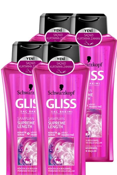 Gliss 400 Ml Supreme Length Economic Hair Care Shampoo - X4