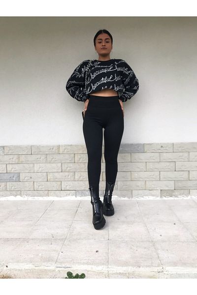 byeminecinar Colanți tricotati din oțel negru de damă