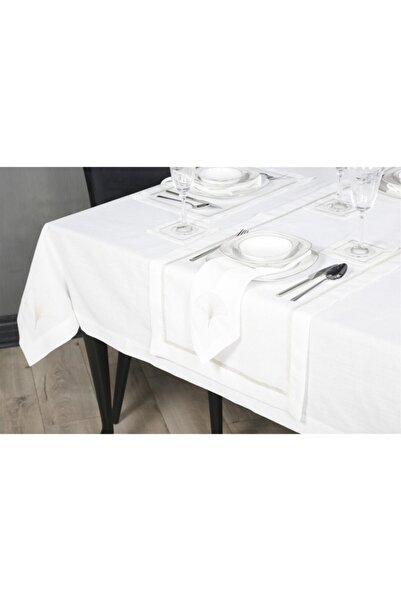 caka home design RUNNER IRIS EMBROIDERED LINEN EFFECT (CREAM SIM)