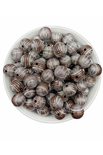 Hedef Bijuteri خرز بني مذهّب فضي 15 مم، صناعة المجوهرات، خرز صناعة الحقائب (1...