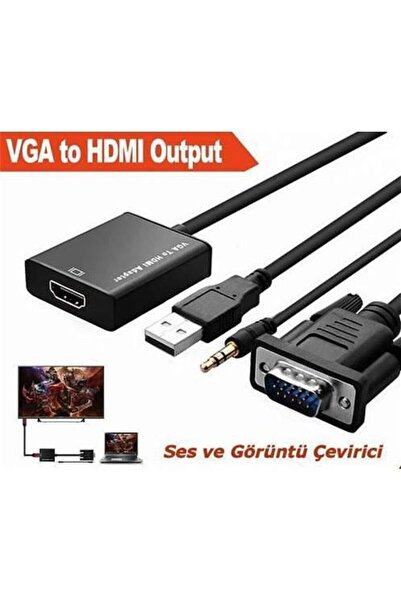 OEM Vga To Hdmı Çevirici Dönüştürücü Adaptör Ses Destekli