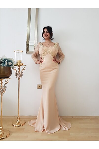 FERGAN فستان سهرة نسائي بتصميم شفاف من الخلف على شكل سمكة