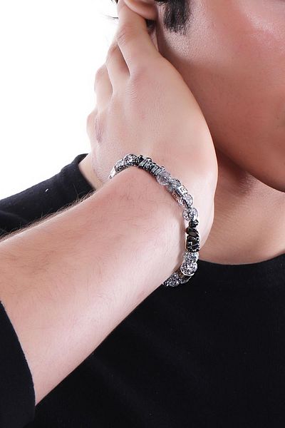 LABALABA Men's Asymmetrical Hematite & Natural Stone Bracelet