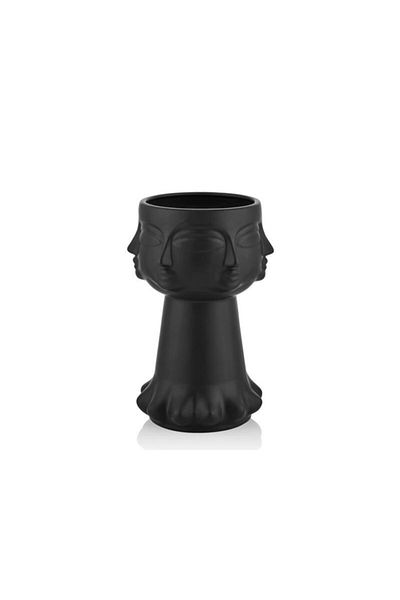 LAMEDORE 30cm Black Buddha Face Vipola Vase