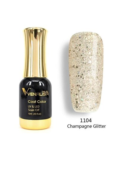Venalisa 12 ml Kalıcı Oje Champagne Glitter Uv Led Oje 1104