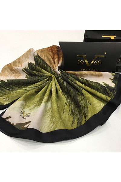 19V69 ITALIA Khaki Tan Shawl Pavia Series 90x200 Cm with Scarf Hanger and Gift Set