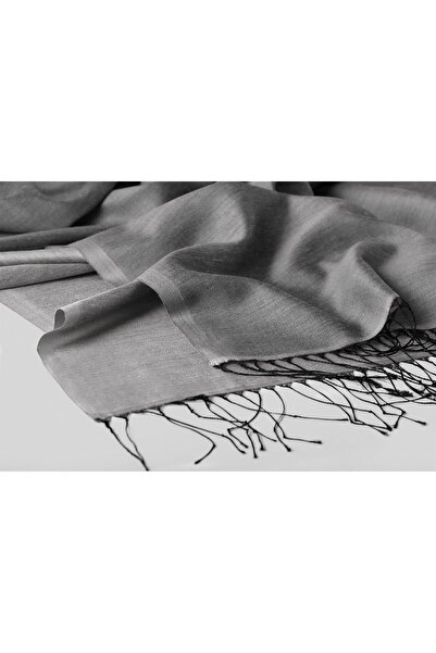 KROREN Kadın Siyah Gri İpeksi Şal